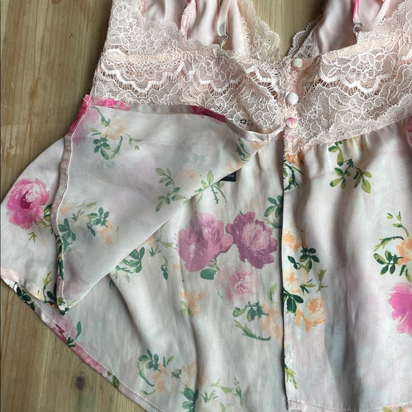 Victoria's Secret Floral Lace Trim Pink Women's Camisole & Short Sleep Set - Picture 8 of 9